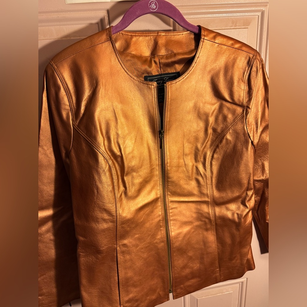 Terry Lewis 100% Genuine Leather! Women's Bronze/Gold Jacket